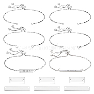 DIY Stamping Rectangle Slider Bracelet Making Kit, Including 304 Stainless Steel Slider Bracelets Making, Connector Charms, Stainless Steel Color, 16Pcs/box(DIY-UN0005-57)