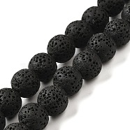 Natural Lava Rock Bead Strands, Dyed, Round, Black, 8mm, Hole: about 2mm, about 52pcs/strand, 15.5 inch(G-L435-03-8mm-18)