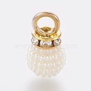 Imitation Pearl Pendants, with Golden Plated Alloy Rhinestone Findings, White, 17x10mm, Hole: 4mm(X-KY-TAC0001-01A)