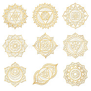Nickel Decoration Stickers, Metal Resin Filler, Epoxy Resin & UV Resin Craft Filling Material, Chakra Theme, 40x40mm, 9 style, 1pc/style, 9pcs/set(DIY-WH0450-024)