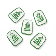 Acrylic Pendants, with Leaf, Trapezoid, Green, 39.5x29x2.5mm, Hole: 1.6mm(KY-M003-08)