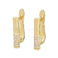 Rack Plating Brass with Cubic Zirconia Hoop Earring Findings, Latch Back, Long-Lasting Plated, Lead Free & Cadmium Free, Real 18K Gold Plated, 18 Gauge, 19.5x10.7x3.2mm, Pin: 1mm(KK-Z036-09G)