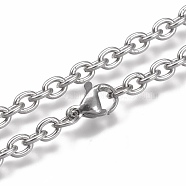 304 Stainless Steel Cable Chain Necklaces, with Lobster Claw Clasp, Stainless Steel Color, 17.71 inch(45cm)(NJEW-H203-01P)