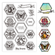 Custom Summer Theme PVC Plastic Clear Stamps, for DIY Scrapbooking, Photo Album Decorative, Cards Making, Hexagon, 160x110mm(DIY-WH0631-0139)