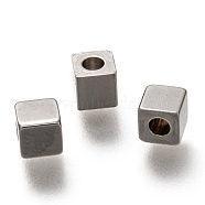 304 Stainless Steel Beads, Cube, Stainless Steel Color, 4x4x4mm, Hole: 1.8mm(STAS-P259-03A-P)