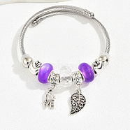 Stainless Steel European Bracelet, Charm Bracelet for Women, Word, Inner Diameter: 2-3/8~2-3/4 inch(6~7cm)(OQ8559-7)