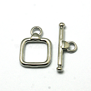 Rectangle Brass Toggle Clasps, Platinum, Rectangle: 20.5x15x3mm, Hole: 3mm, Bar: 24x9x3.5mm, Hole: 1.5mm(X-KK-H398-P)
