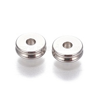 201 Stainless Steel Grooved Spacer Beads, Rondelle, Stainless Steel Color, 6x2mm, Hole: 1.6mm(STAS-P239-05P)