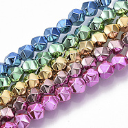 Electroplate Non-magnetic Synthetic Hematite Beads Strands, Faceted, Polygon, Mixed Color, 6x6x6mm, Hole: 0.8mm, about 64~65pcs/strand, 15.35 inch(39cm)(G-S365-013A)