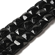 Natural Black Tourmaline Beads Strands, Faceted, Square, 9~10.5x9~10.5x5~5.5mm, Hole: 1mm, about 39~42pcs/strand, 14.96~15.35 inch (38~39cm)(G-C109-A10-02)