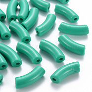 Opaque Acrylic Beads, Curved Tube, Light Sea Green, 36x13.5x11.5mm, Hole: 4mm, about 133pcs/500g(MACR-S372-001B-S035)