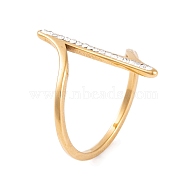 304 Stainless Steel Thin Curve Finger Ring for Women, with Rhinestone, Golden, 24mm, US Size 6~9(16.5~18.9mm)(RJEW-C086-25-G)