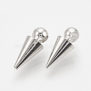 Brass Charms, Cone, Nickel Free, Real Platinum Plated, 10x4mm, Hole: 1mm(KK-N186-14P)