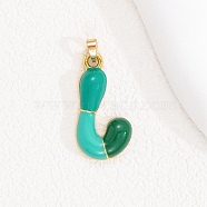 Alloy Enamel Pendants, Letter Charm, Golden, Letter J, 26.5x13.5x4mm, Hole: 3.5x2.5mm(ENAM-S023-01G-J)