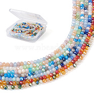 Yilisi 7 Strand 7 Colors Glass Beads Strands, AB Color Plated, Faceted Rondelle, Mixed Color, 3.5x3mm, Hole: 0.8mm, about 132pcs/strand, 14.80''(37.6cm), 1strand/color(GLAA-YS0001-06)