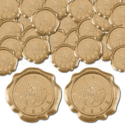 50Pcs Adhesive Wax Seal Stickers, Envelope Seal Decoration, For Craft Scrapbook DIY Gift, Goldenrod, Clock, 30mm(DIY-CP0009-89E)