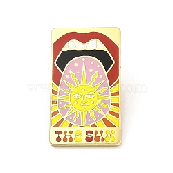 The Sun with Lip Enamel Pins, Golden Alloy Rectangle Badge for Backpack Clothes, Colorful, 30x17x1.6mm(JEWB-G020-13G)