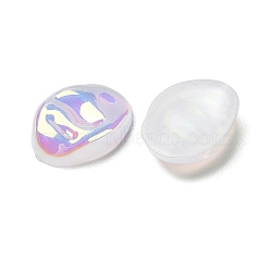 ABS Plastic Cabochons, Iridescent, Oval, Seashell Color, 11x8.5x2.5mm(FIND-B043-05)