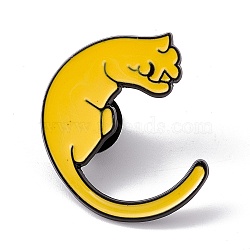 Cat Initial Letter Enamel Pin, Electrophoresis Black Alloy Cartoon Brooch for Backpack Clothes, Letter.C, 31x29.5x2mm, Pin: 1.2mm(JEWB-A005-27-C)