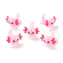 Resin Decoden Cabochons, Marine Animal Series, Axolotl, Pink, 24.7x22.4x15.5mm(RESI-I043-05)