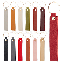 26Pcs 13 Colors Rectangle PU Leather Keychain, with Iron Key Ring, for Car Key Bag Decoration, Mixed Color, 140mm, 2pcs/color(HJEW-SC0001-47)