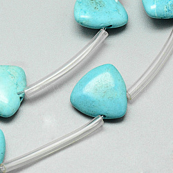 Synthetic Turquoise Beads Strands, Dyed, Triangle, 14x14x5mm, Hole: 1mm, about 12pcs/strand, 15.7 inch(G-Q948-52)