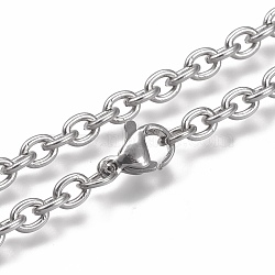 Non-Tarnish 304 Stainless Steel Cable Chain Necklaces, with Lobster Claw Clasp, Stainless Steel Color, 17.71 inch(45cm)(NJEW-H203-01P)