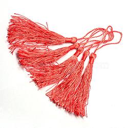 Polyester Tassel Decorations, Pendant Decorations, Tomato, 130x6mm, Tassel: 70~90mm(OCOR-Q023-17)