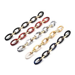 Handmade CCB Plastic Cable Chains, with Acrylic Links, Golden, Mixed Color, Links: 28x17x5mm and 35x19.5x6mm, 39.37 inch(1m)/strand(AJEW-JB00710)