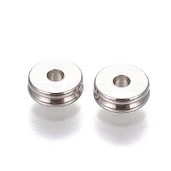 201 Stainless Steel Grooved Spacer Beads, Rondelle, Stainless Steel Color, 6x2mm, Hole: 1.6mm(STAS-P239-05P)
