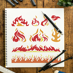 Self-Adhesive Silk Screen Printing Stencil, for Painting on Wood, DIY Decoration T-Shirt Fabric, Turquoise, Fire, 280x220mm(X1-DIY-WH0338-347)