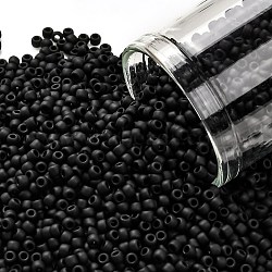 TOHO Round Seed Beads, Japanese Seed Beads, (49F) Opaque Frost Jet, 11/0, 2.2mm, Hole: 0.8mm, about 5555pcs/50g(SEED-XTR11-0049F)