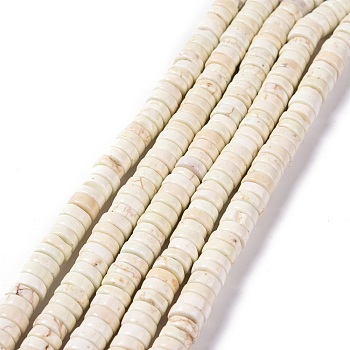Natural Howlite Beads Strands, Flat Round, 8x3mm, Hole: 1mm, about 116pcs/strand, 15.35 inch(39cm)