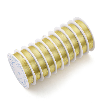 Round Copper Jewelry Wire, Long-Lasting Plated, Golden, 24 Gauge, 0.5mm, about 20.34 Feet(6.2m)/roll