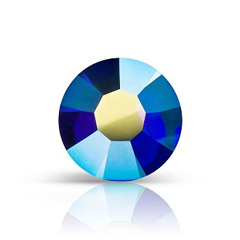 Preciosa&reg Crystal Hotfix Flatback Stones, Czech Crystal, Round(438 11 612 Chaton Rose VIVA 12 &reg), 30240 200 Cobalt Blue AB, SS6(1.9~2.1mm)