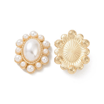 ABS Imitation Pearl Cabochons, with Alloy Finding, Oval, Golden, 25x19x8mm