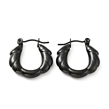 Ion Plating(IP) 304 Stainless Steel Twist Rope Hoop Earrings for Women, Electrophoresis Black, 21x20x4mm, Pin: 0.8mm