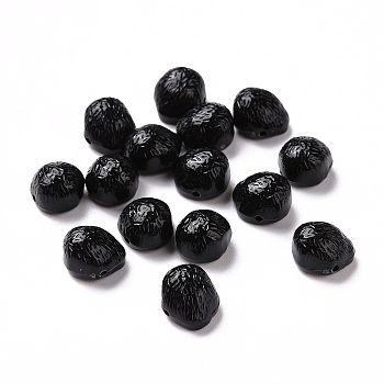 Opaque Acrylic Beads, Nuggets, Black, 10.5x9.5x7.5mm, Hole: 1mm, 1170pcs/500g