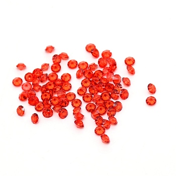 Transparent Acrylic Rhinestone Cabochons, Point Back, Diamond, Red, 3x2.5mm, about 495~500pcs/bag