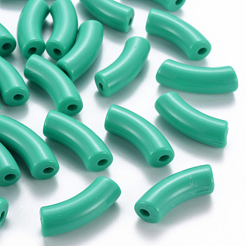 Opaque Acrylic Beads, Curved Tube, Light Sea Green, 36x13.5x11.5mm, Hole: 4mm, about 133pcs/500g