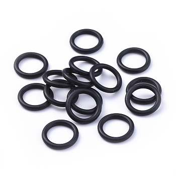 Rubber O Ring Connectors, Linking Ring, Black, about 13mm in diameter, 2mm thick, 9mm inner diameter