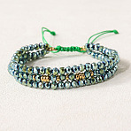 Bohemian Style Glass Beaded Braided Bead Bracelets, Multi-strand Layed Bracelets for Women, Faceted, Colorful(IT8808-7)