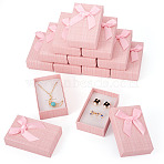 Cardboard Jewelry Boxes, for Jewelry Gift Packaging, Rectangle with Bowknot, Pink, 8.3x5.3x2.4cm(CON-TAC0001-14F)