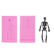 Food Grade Silicone Molds, Fondant Molds, For DIY Cake Decoration, Chocolate, Candy, UV Resin & Epoxy Resin Jewelry Making, Human Skeleton, Deep Pink, 105~106x60~61x9~11mm, Inner Diameter: 79x38mm(DIY-L026-151)