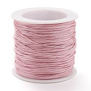 Braided Nylon Thread, DIY Material for Jewelry Making, Pearl Pink, 0.8mm, 100yards/roll(X-NWIR-K013-A30)