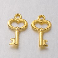 Tibetan Style Alloy Pendants, Lead Free, Nickel Free and Cadmium Free, Skeleton Key, 15.5x9x2.5mm, Hole: 1mm(X-TIBEP-LF11975Y-G-FF)