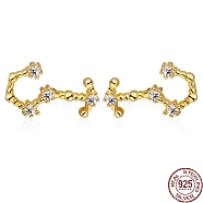 Cubic Zirconia Constellation Stud Earrings, Golden 925 Sterling Silver Earrings, Scorpio, 11x7mm(EJEW-P231-90G-11)