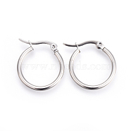 201 Stainless Steel Huggie Hoop Earrings with 304 Stainless Steel Pins, Hypoallergenic Earrings for Women, Stainless Steel Color, 12 Gauge, 21x19x2mm, Pin: 1mm(EJEW-YW0001-07-P)
