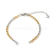 304 Stainless Steel Chain Bracelet Makings, Golden & Stainless Steel Color, with Chain Extender & Cross Charms, Stainless Steel Color, 6-1/4 inch(16cm), 2pcs/set(AJEW-JB00996-02)