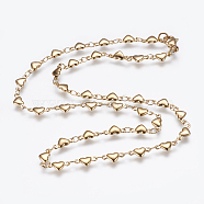 304 Stainless Steel Chain Necklaces, with Lobster Claw Clasps, Ion Plating (IP), Heart, Golden, 17.3  inch~17.9 inch(44~45.5cm)(X-STAS-P164-21G)